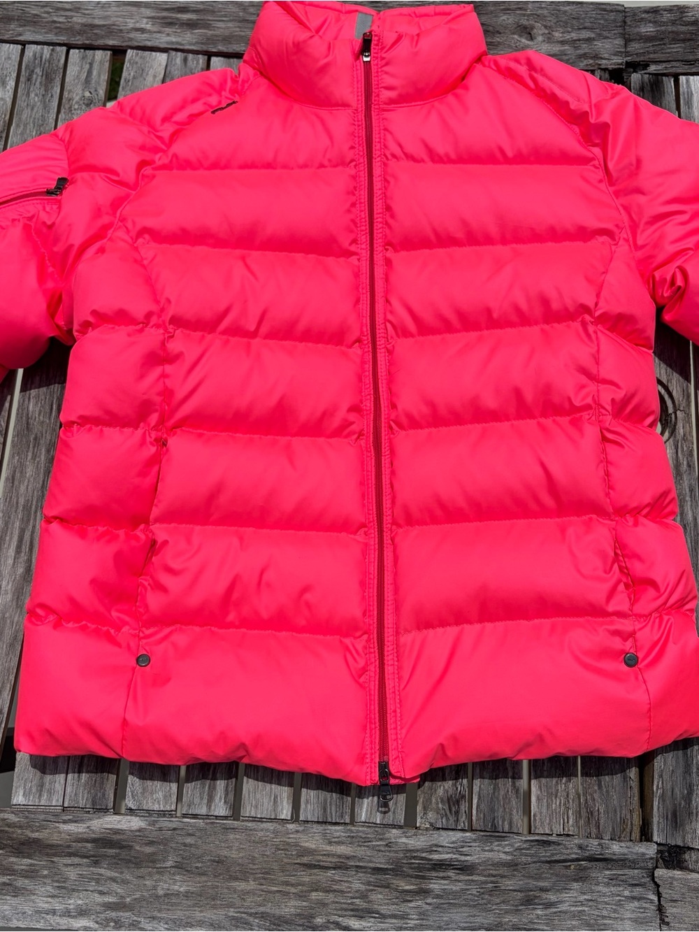 RLX Ralph Lauren Women’s Small Down Puffer Jacket Neon Pink Full Zip Coat
